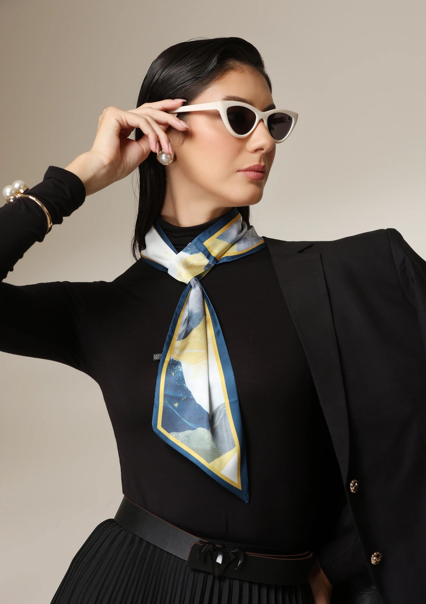 Dusala Midnight Peaks Silk Scarf set