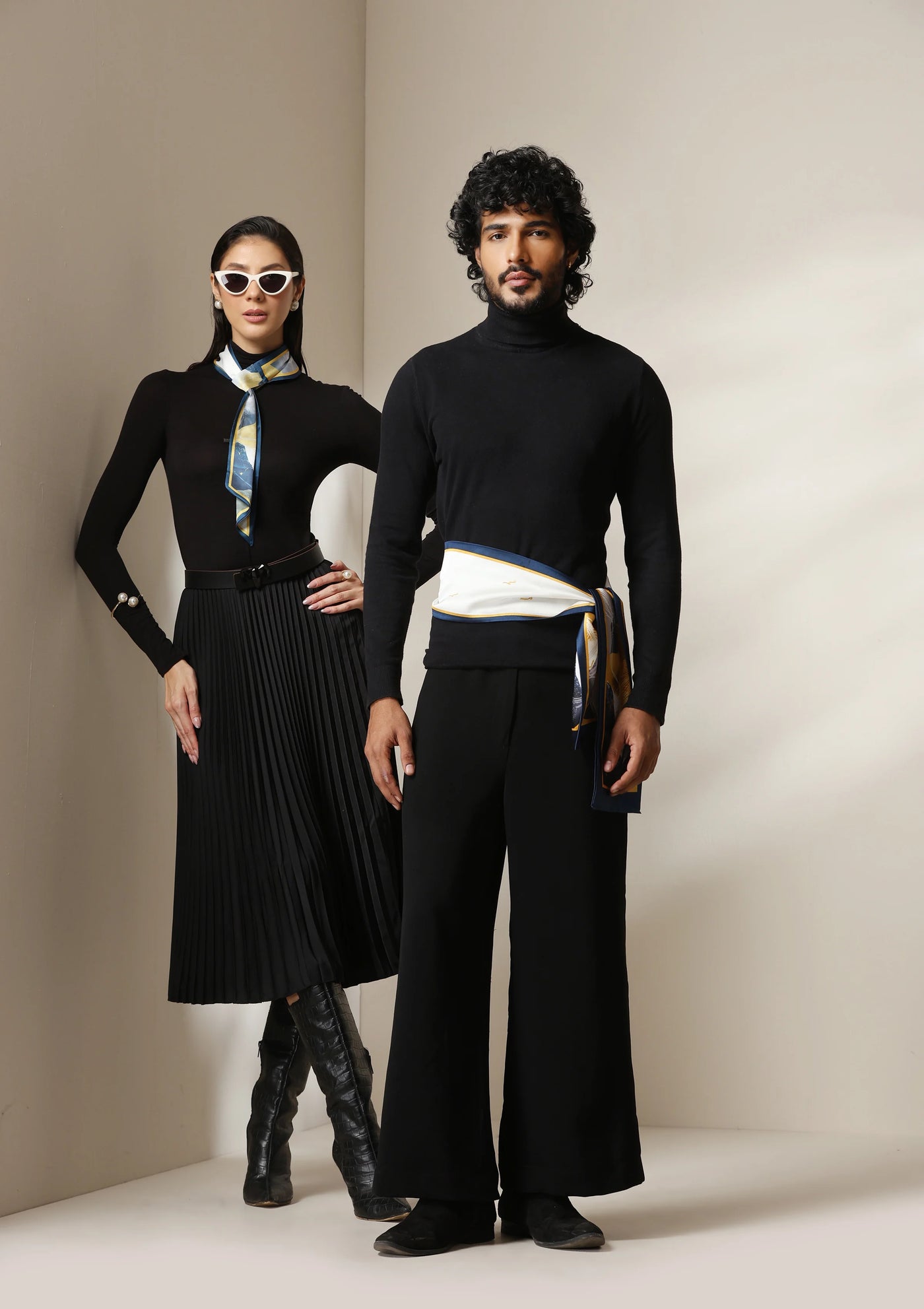 Dusala Midnight Peaks Silk Scarf set