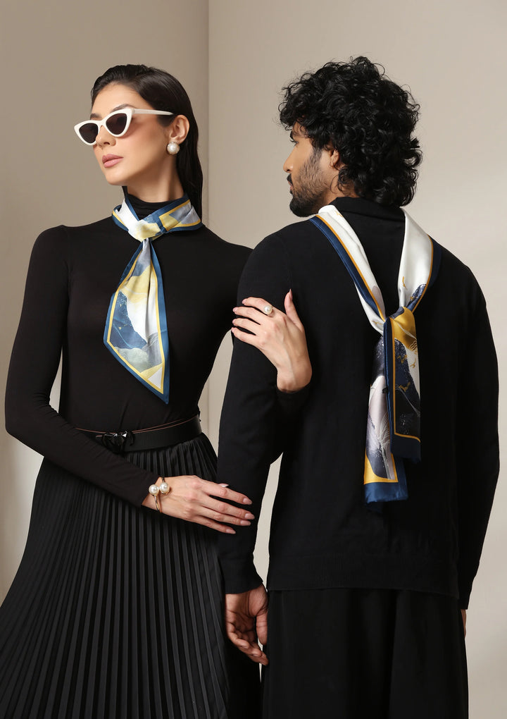 Dusala Midnight Peaks Silk Scarf set
