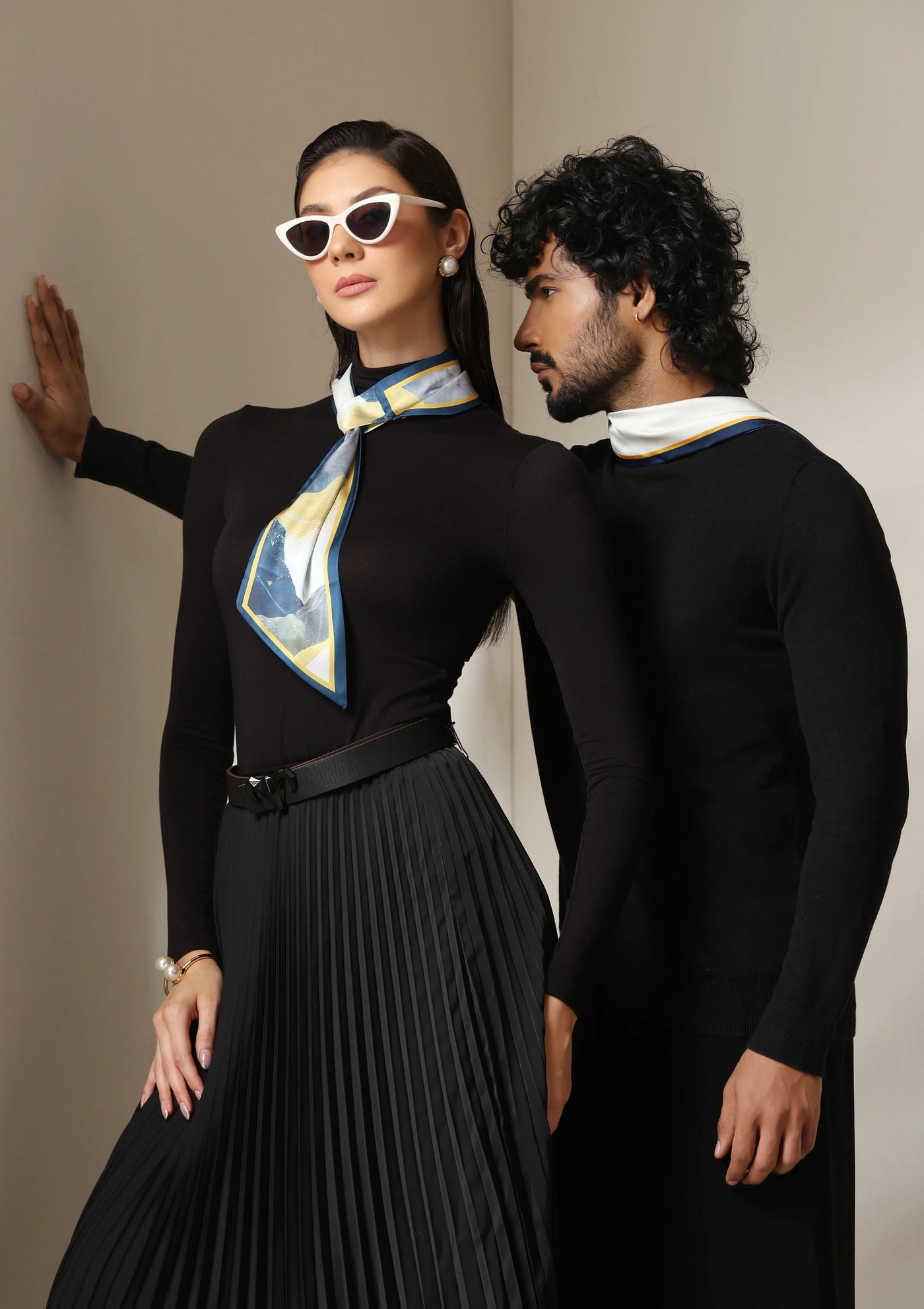 Dusala Midnight Peaks Silk Scarf set