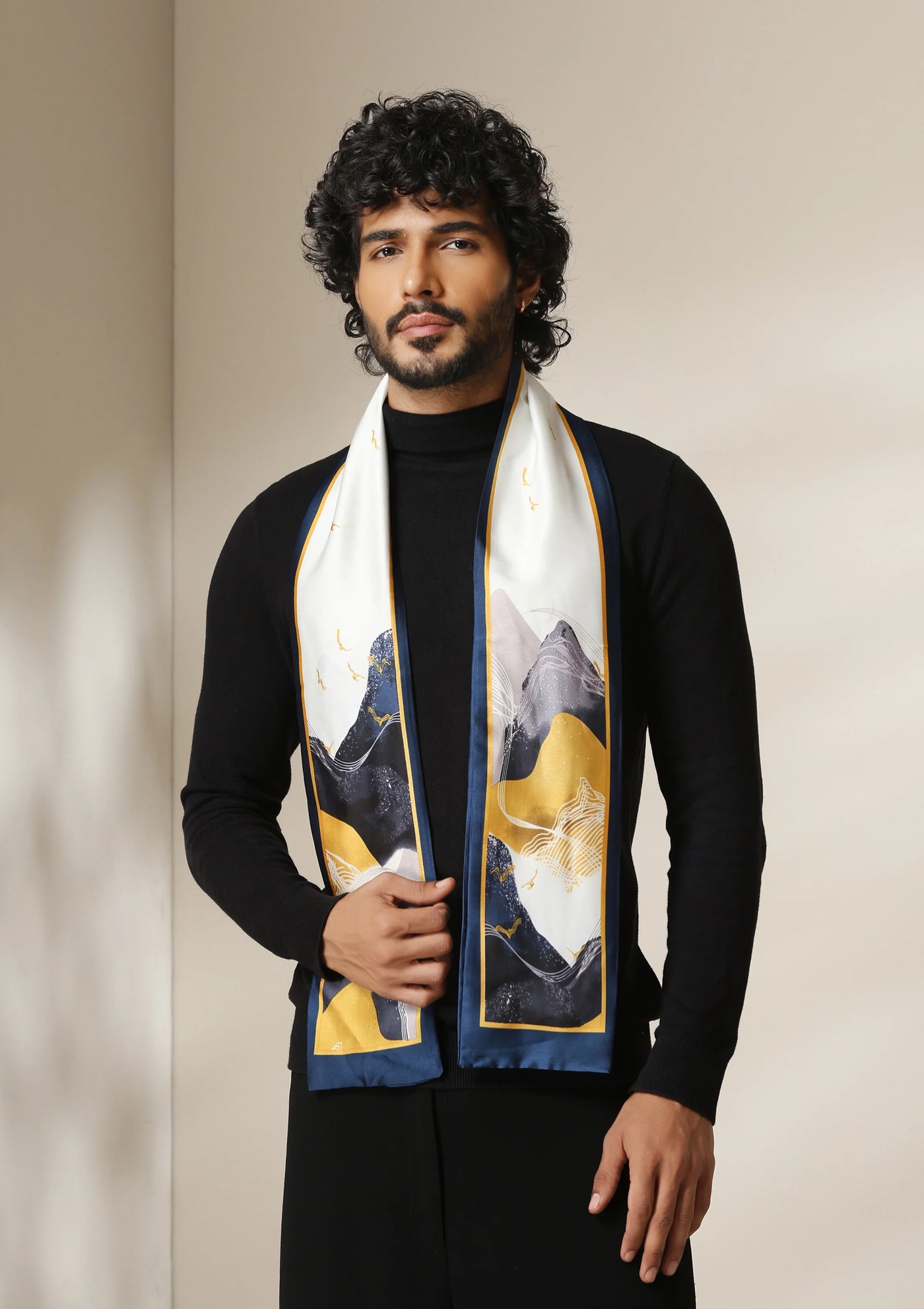Dusala Midnight Peaks Silk Scarf set
