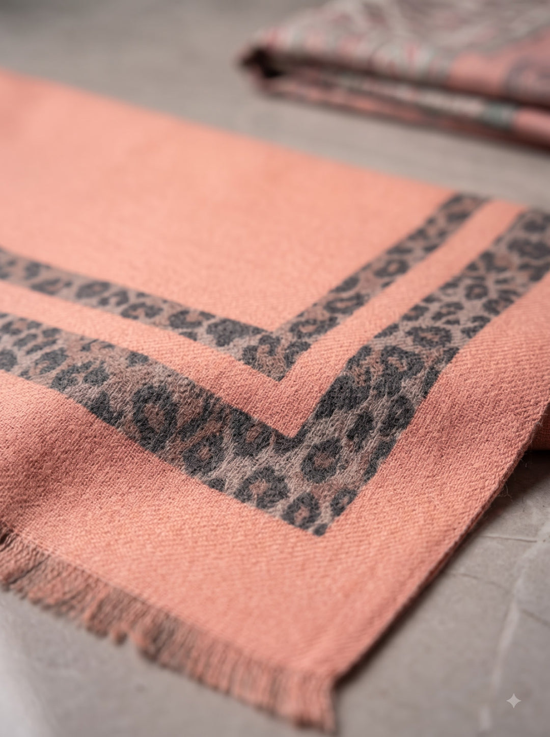 Reversible Grey Blush Animal Print Cashmere Stole