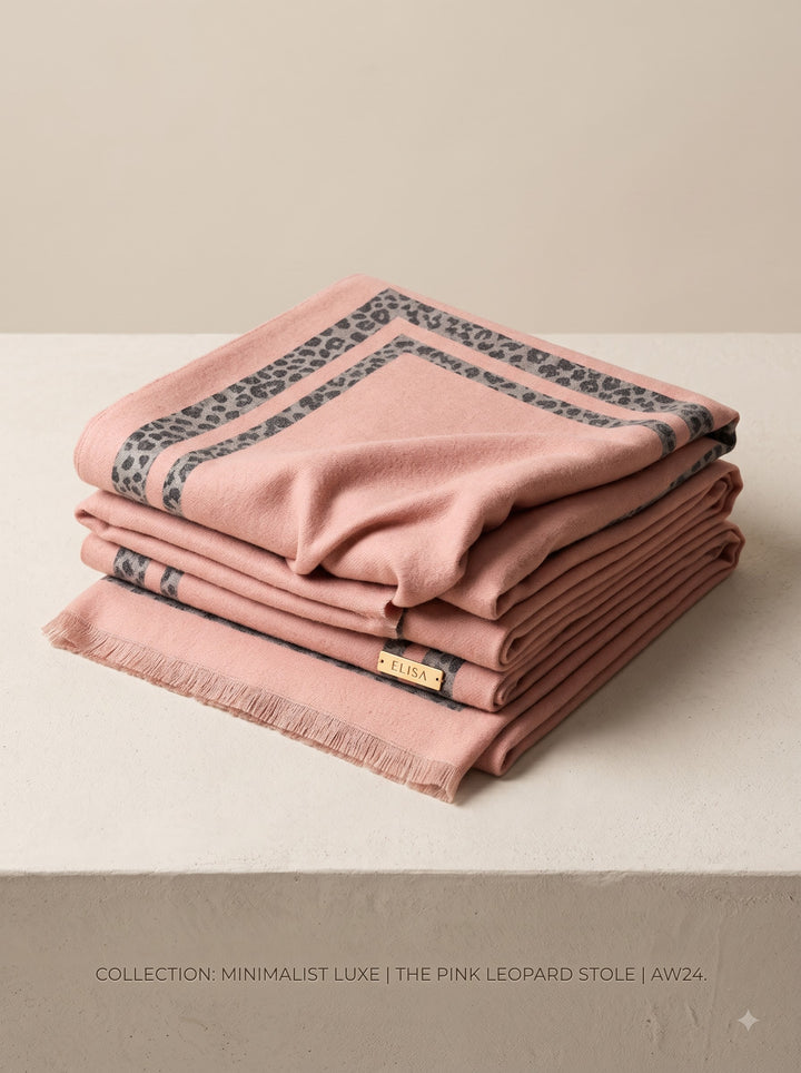 Reversible Grey Blush Animal Print Cashmere Stole