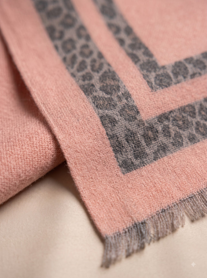 Reversible Grey Blush Animal Print Cashmere Stole