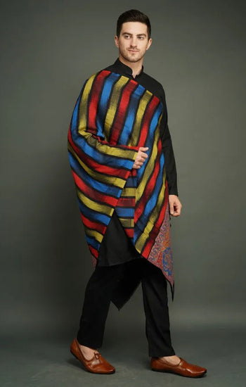 Pashmina Blend, Multicolour Design Shawls for Men