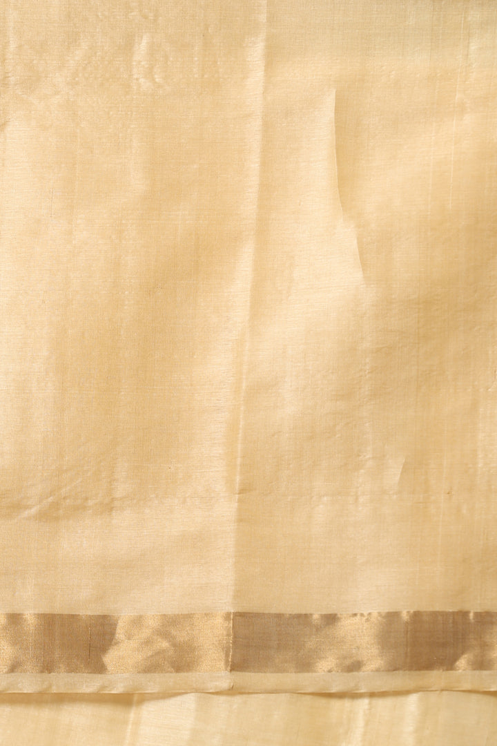 Petal handwoven gold Kosa Silk saree with unique design, certified by ODOP, Silk Mark and Craft Mark