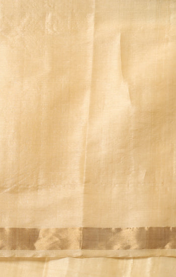 Petal handwoven gold Kosa Silk saree with unique design, certified by ODOP, Silk Mark and Craft Mark
