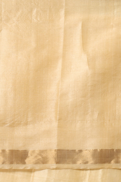 -  Petal handwoven gold Kosa Silk saree with unique design, certified by ODOP, Silk Mark and Craft Mark