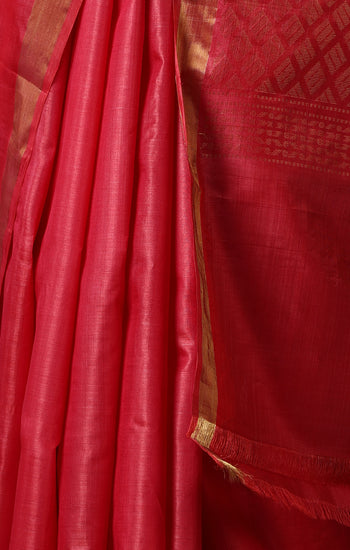 Orchid handmade Georgia peach Kosa Silk saree with fish design all over