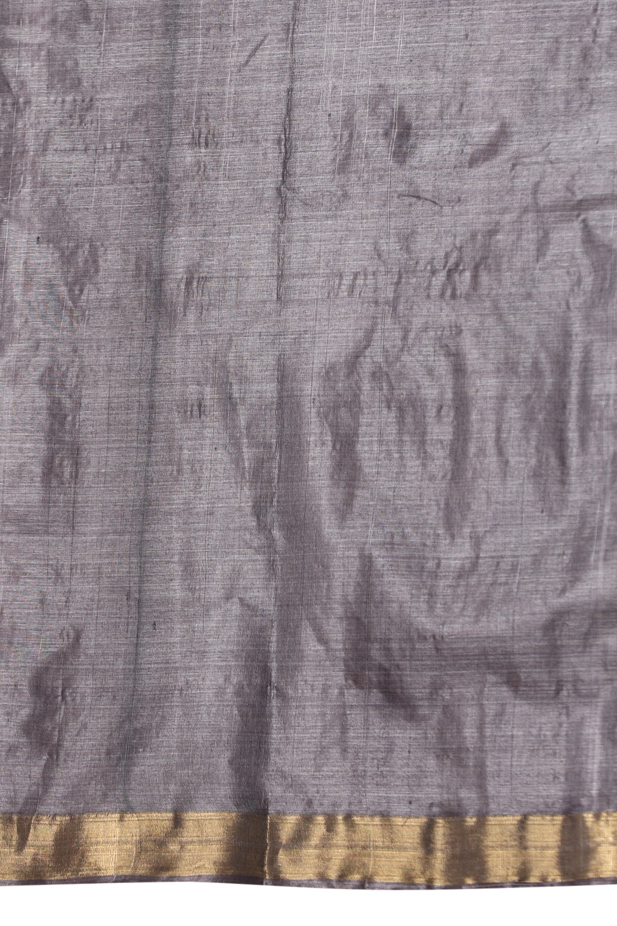 -  Tulip handmade grey Kosa Silk saree with cheetal hiran (deer) design and square box pattern on the palla