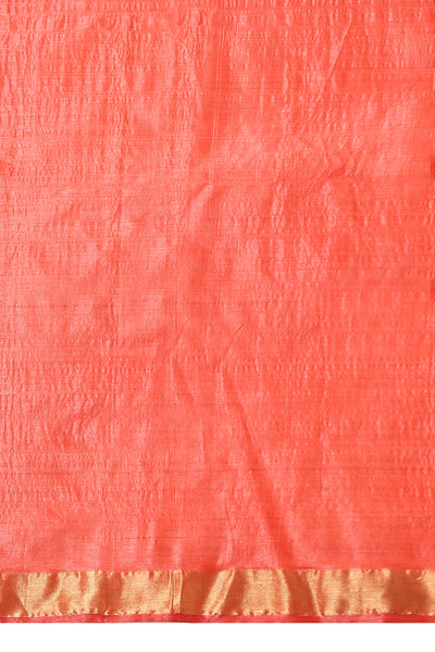 -  Violet handmade red Kosa Silk saree with lotus design and detailed palla