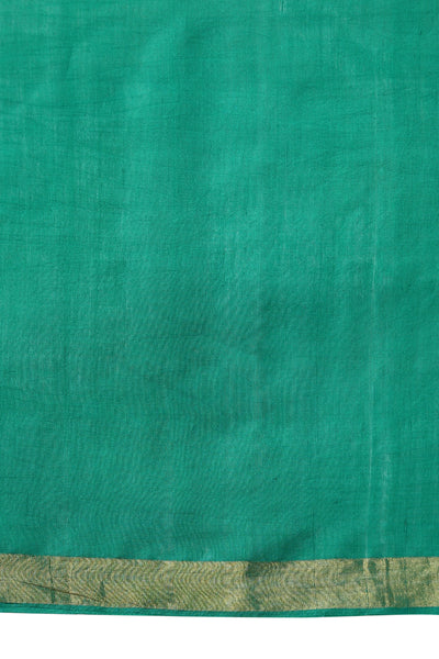 -  Poppy handmade sea green Kosa Silk saree with intricate bail gaadi design