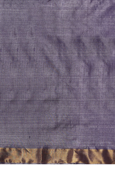 Lotus Handwoven Purple Grey Kosa Silk Mark Saree, ODOP Certified