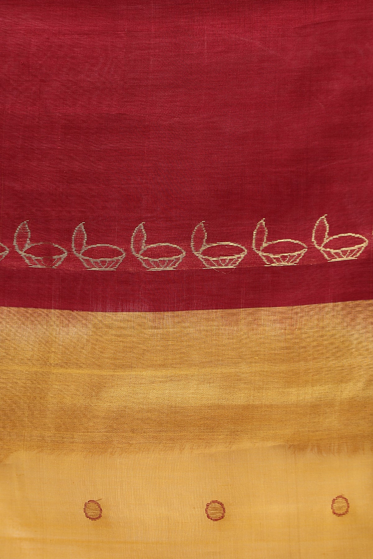 -  Gardenia Handwoven Mustard Kosa Silk Mark Saree, ODOP Certified