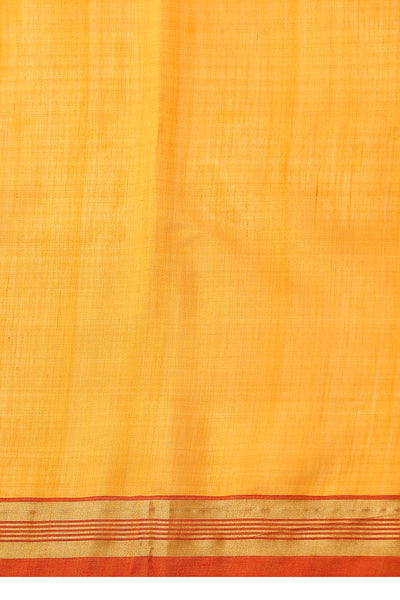 -  Hyacinth handmade mustard Kosa Silk saree with sunflower designs all over