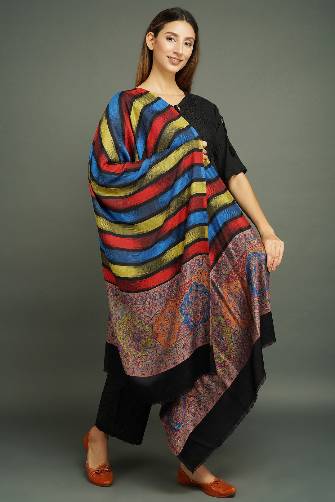 Pashmina Blend, Multicolour Design Stole