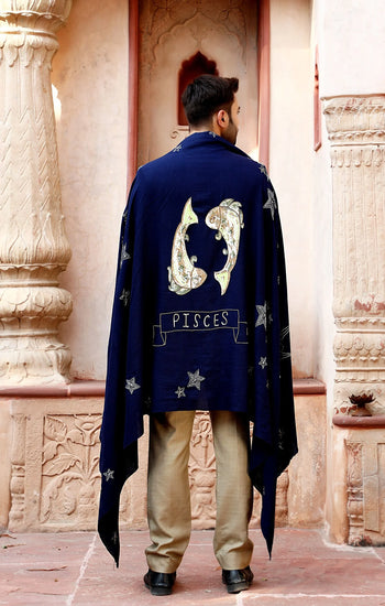 Pisces Sequence Pipe Work and Thread Work Shawl for Men