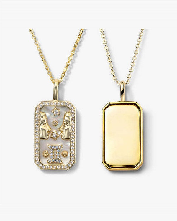 -  Gemini Zodiac Pendant | 18K Gold-Plating Color Necklace