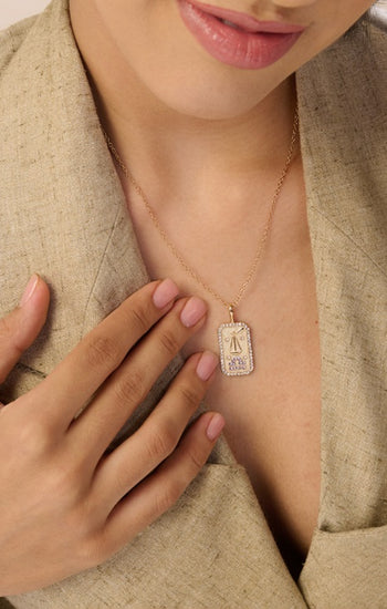 Libra Zodiac Pendant | 18K Gold-Plating Color Necklace