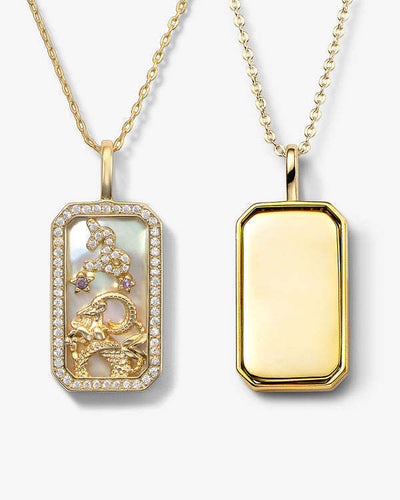 -  Capricorn Zodiac Pendant | 18K Gold-Plating Color Necklace