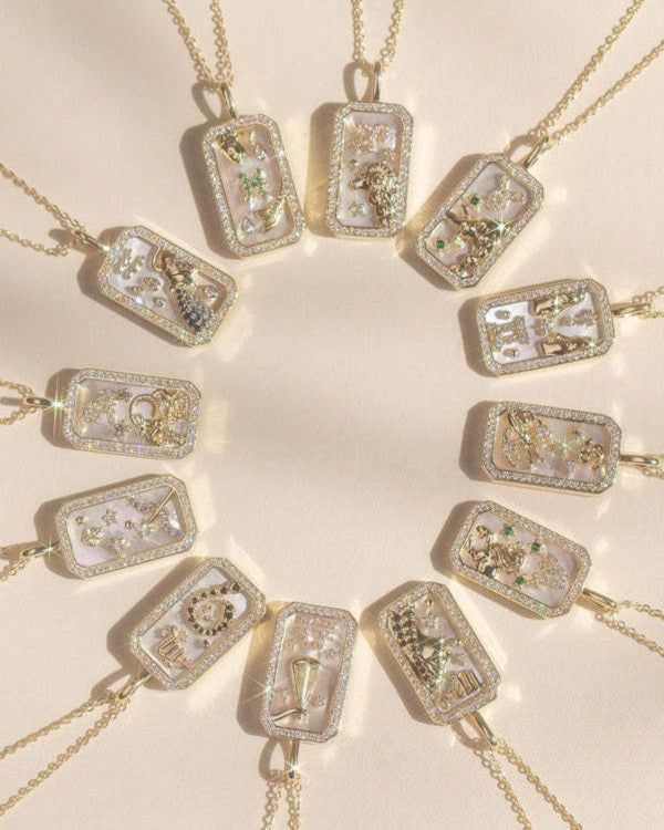 -  Aquarius Zodiac Pendant | 18K Gold-Plating Color Necklace