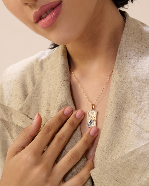 -  Aquarius Zodiac Pendant | 18K Gold-Plating Color Necklace