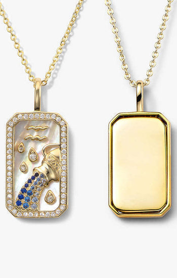 Aquarius Zodiac Pendant | 18K Gold-Plating Color Necklace