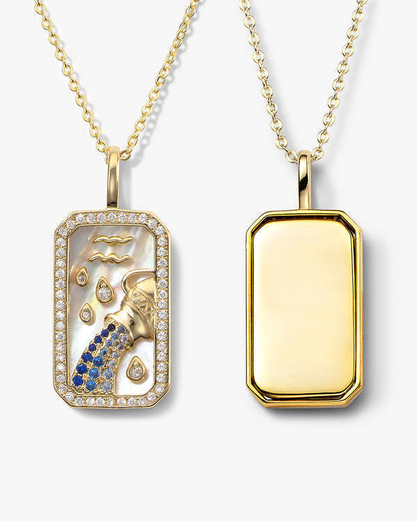 -  Aquarius Zodiac Pendant | 18K Gold-Plating Color Necklace