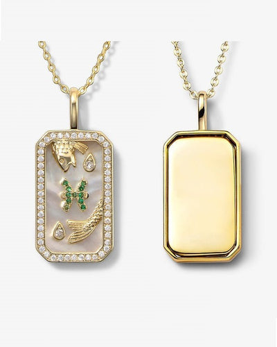 -  Pisces Zodiac Pendant | 18K Gold-Plating Color Necklace