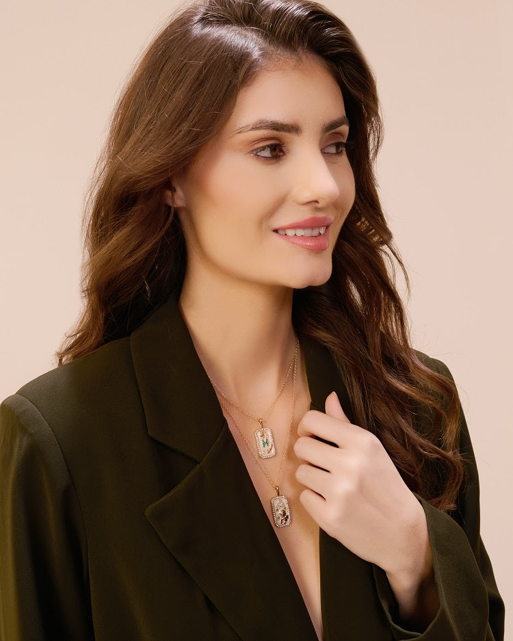 -  Pisces Zodiac Pendant | 18K Gold-Plating Color Necklace