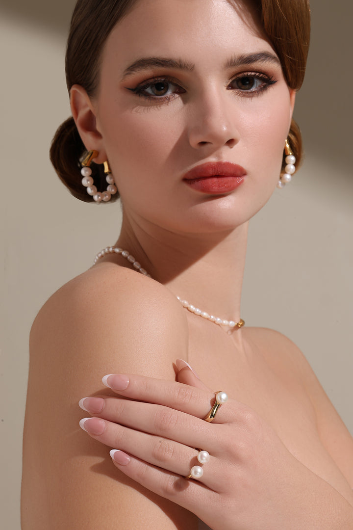 Gold Accent Pearl Earrings