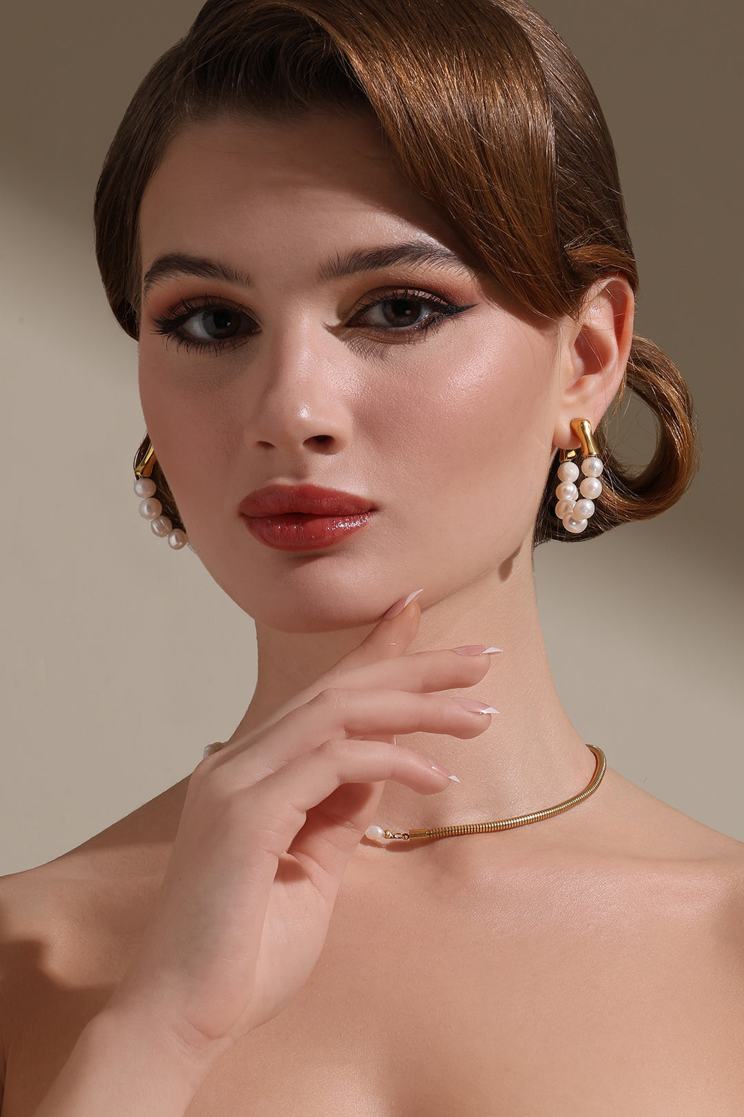 Gold Accent Pearl Earrings