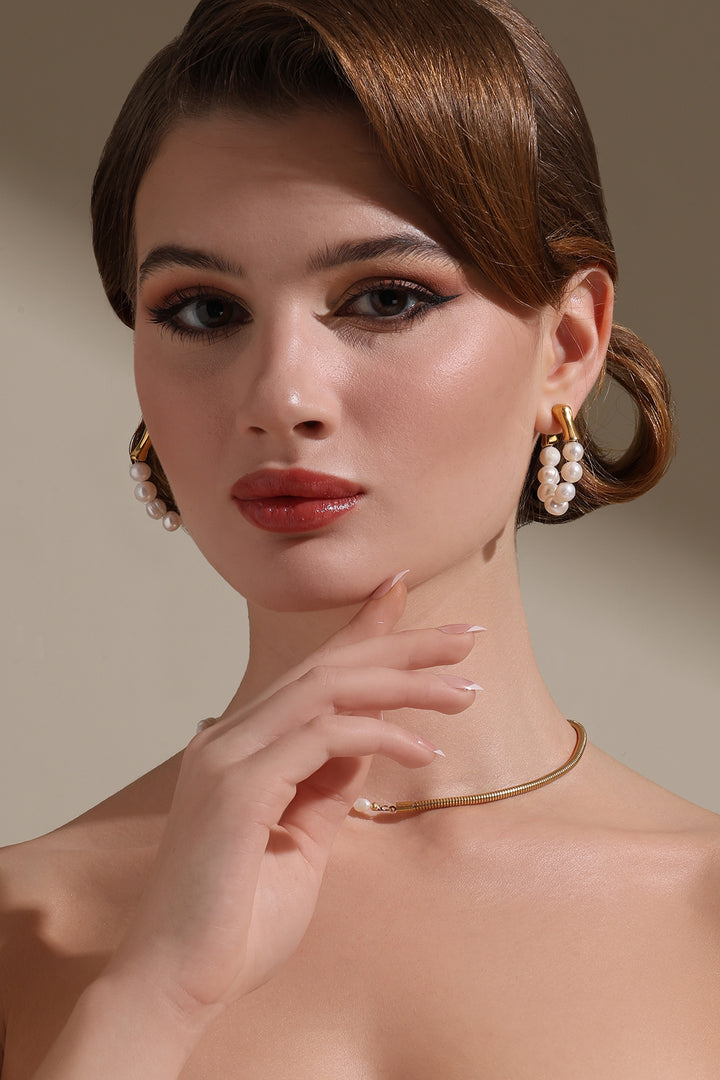 Gold Accent Pearl Earrings