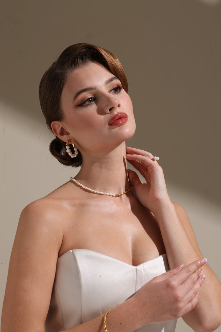 Gold Accent Pearl Earrings
