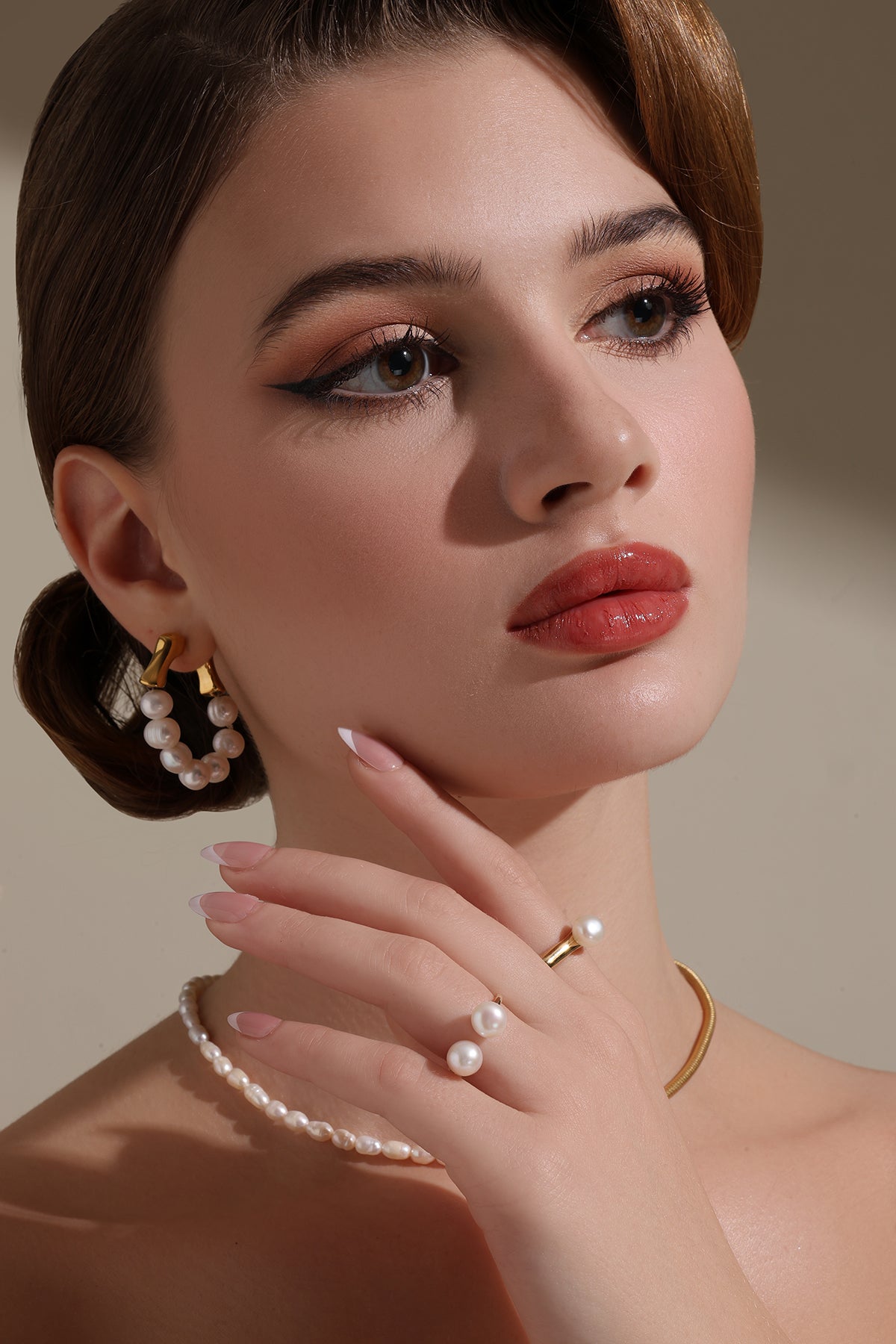 -  Gold Accent Pearl Earrings