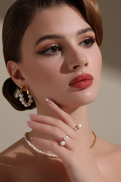 -  Gold Accent Pearl Earrings