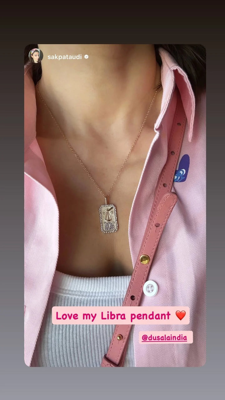 Soha Ali Khan In Libra Zodiac Pendant | 18K Gold-Plating Color Necklace