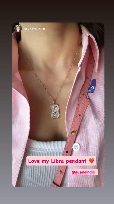 -  Soha Ali Khan In Libra Zodiac Pendant | 18K Gold-Plating Color Necklace