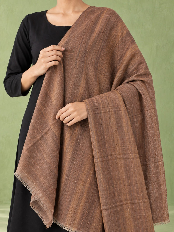 Earthline Brown Textured Shawl