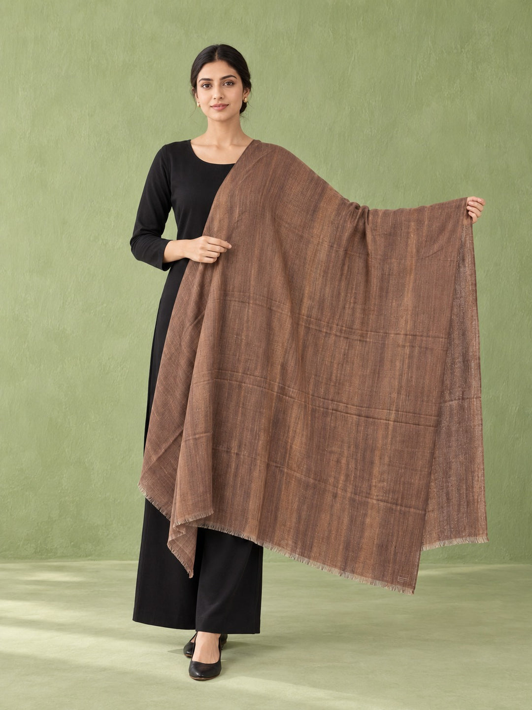 Earthline Brown Textured Shawl