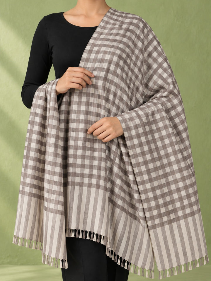 Linen Lane Grey Check Stole