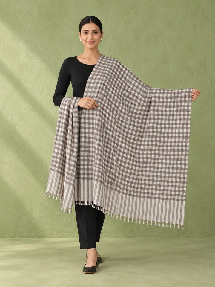 Linen Lane Grey Check Stole