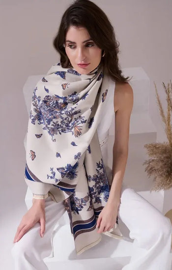 Neya Off White Heritage Cashmere Stole