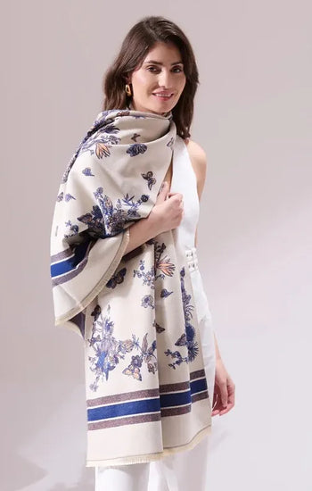 Neya Off White Heritage Cashmere Stole