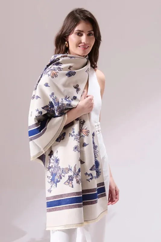 Neya Off White Heritage Cashmere Stole