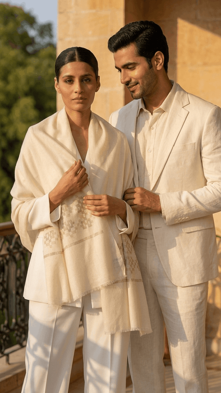 White &amp; Gold Swarovski Pashmina  – Luxury Diwali, Wedding &amp; Festive Gift Box Hamper