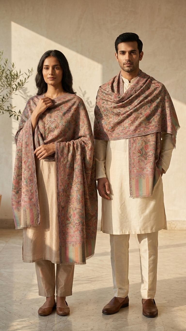 Regal Heritage Pashmina Shawl Gift Box with Artisanal Chocolates