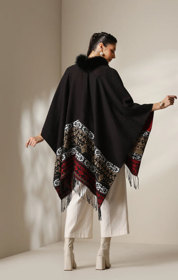 Dusala Crimson Luxe Vegan Fur Cape