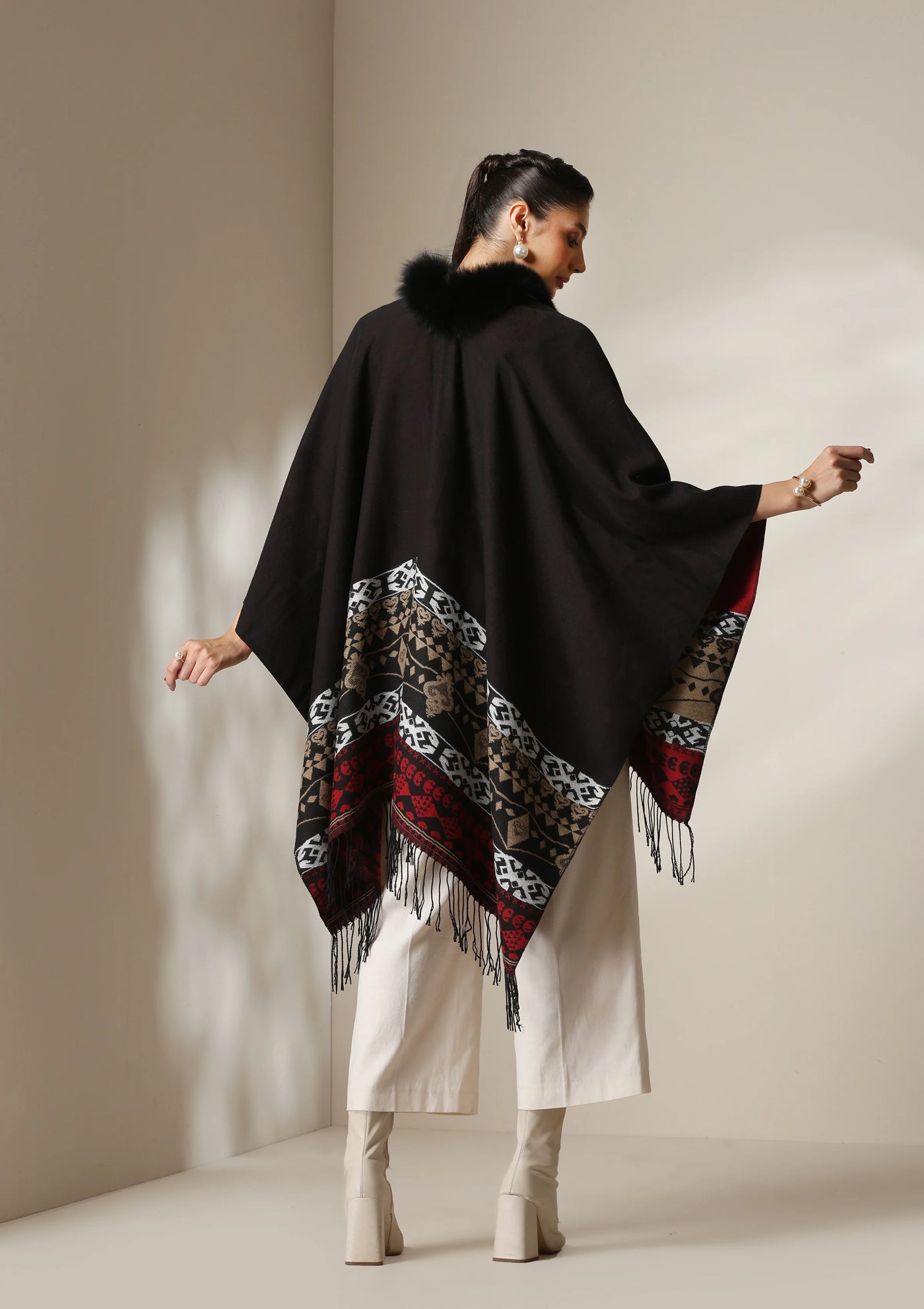 Dusala Crimson Luxe Vegan Fur Cape