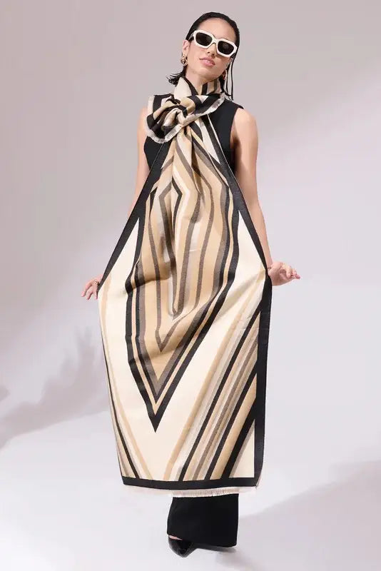 Serena Beige Heritage Cashmere Stole